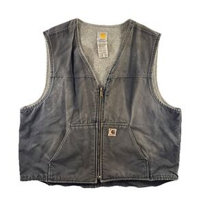 Vintage Carhartt Vest Men's 2XL Sherpa Lined Distressed Faded V26-BLK Outdoors